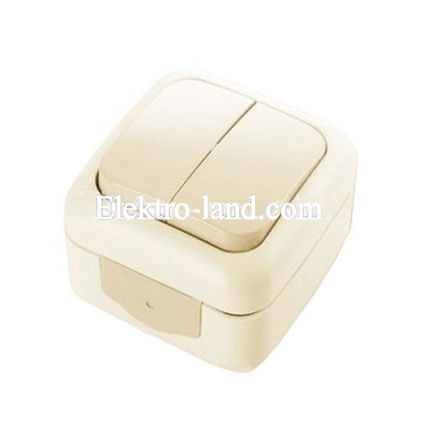 ВЫКЛЮЧАТЕЛЬ VI-KO PALMIYE КРЕМ 2кл  влагозащищенный НАКЛАДНОЙ IP54 90555602)